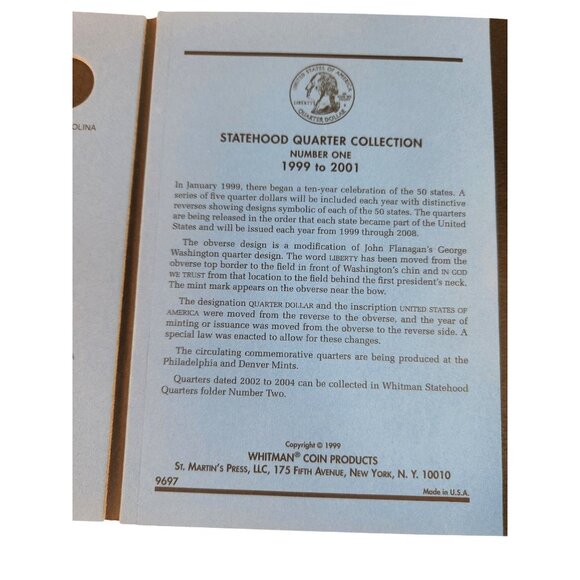 Whitman Coin Folders Statehood Quarters Jefferson Nickels & Washington Quarters - Picture 3 of 9